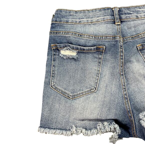 Tokyo Darling‎ Super High Waisted Shorty Shorts Women's Size 8 Distressed Denim - Picture 9 of 11